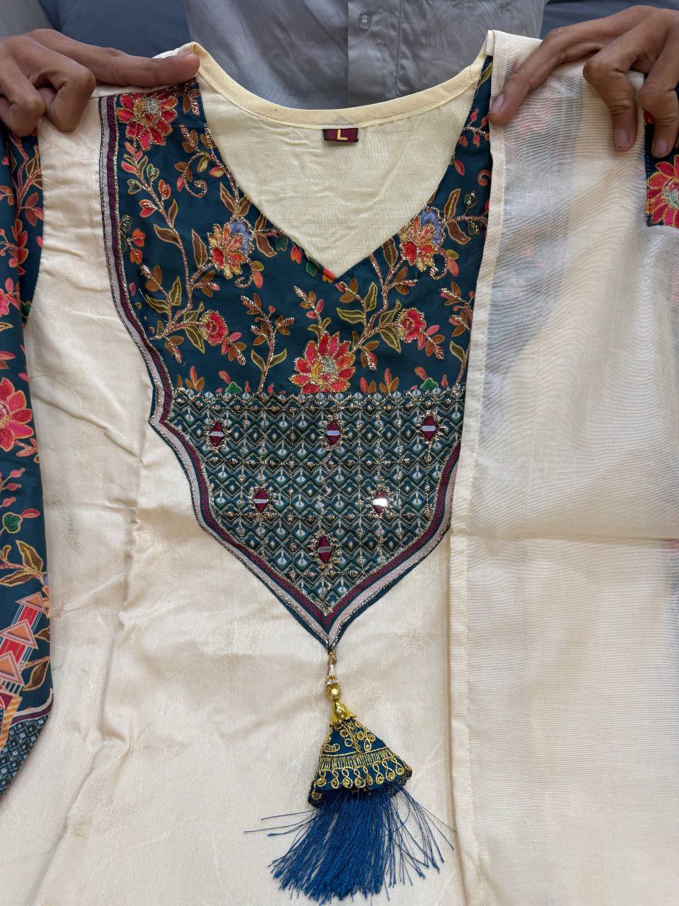 Banarasi Silk Kurti Pant Dupatta Set
